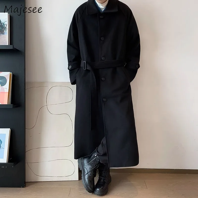 Blends Men Clothing Winter Baggy Fashion Korean Style Cool BF Designed All-match Wool Coats Abrigos Hombre Mens Designer Coat