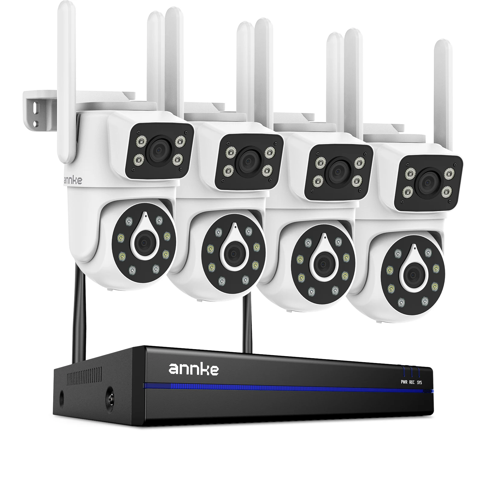 ANNKE 4MP WiFi Dual Lens Camera Security System Kit IP Cameras With 16CH Wireless NVR Recorder Set Video CCTV Surveillance System