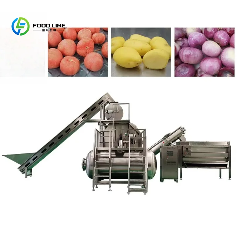 Customizable 3 in 1 Potato Tomato Sweet Potato Peeling Machine with PLC Engine Motor Bearing-Efficient Steam Peeling Technology