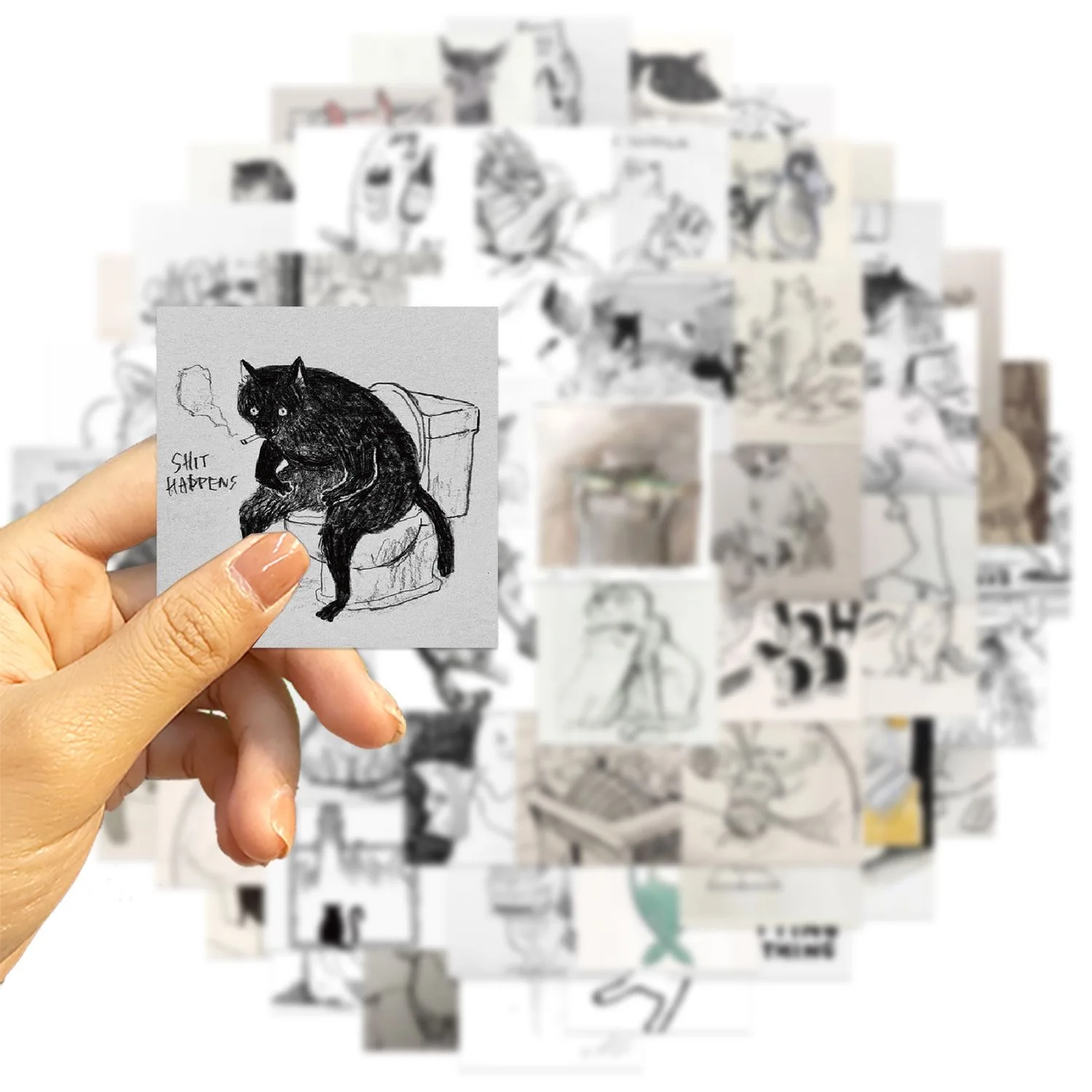 재미있는 밈 고양이 스티커, 만화 귀여운 데칼, 장난감 문구, 노트북 수하물 자동차 그래피티 스티커, 62 개, 100 개