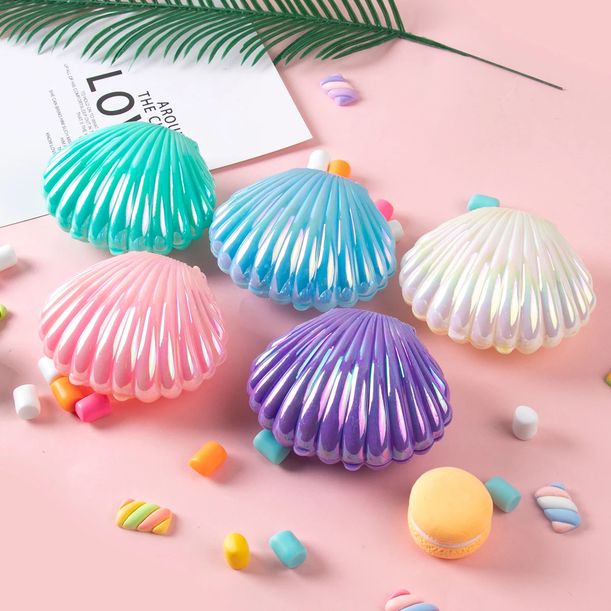 5 Stuks Kleurrijke Shell-Vormige Snoep Geschenkdoos Kleine Cadeau Sieraden Opbergdoos Meisje Zeemeermin Thema Feest Decoraties Bruiloft Verloving