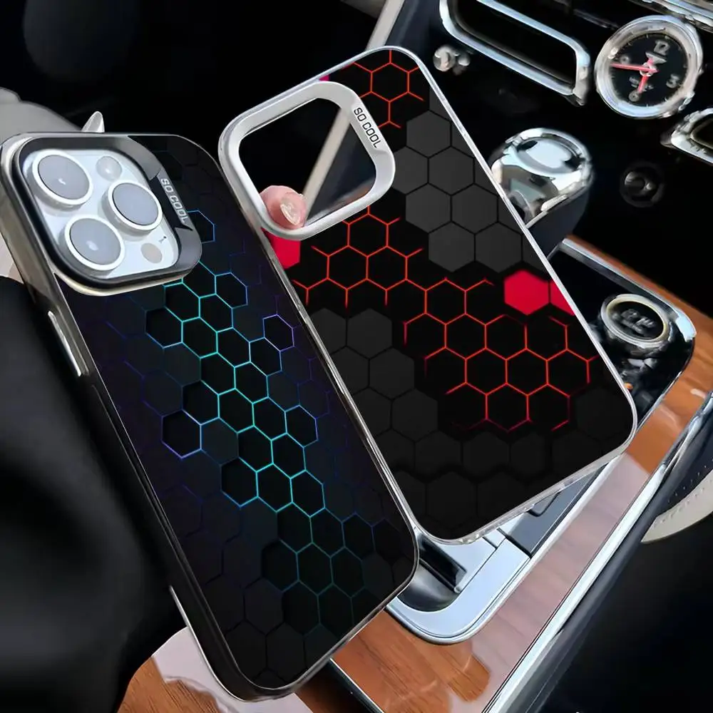 

Honeycomb 3D Color Blocks Phone Case For iPhone 16,15,14,13,12,11,Mini,Pro,MAX White Matte Shockproof Cover