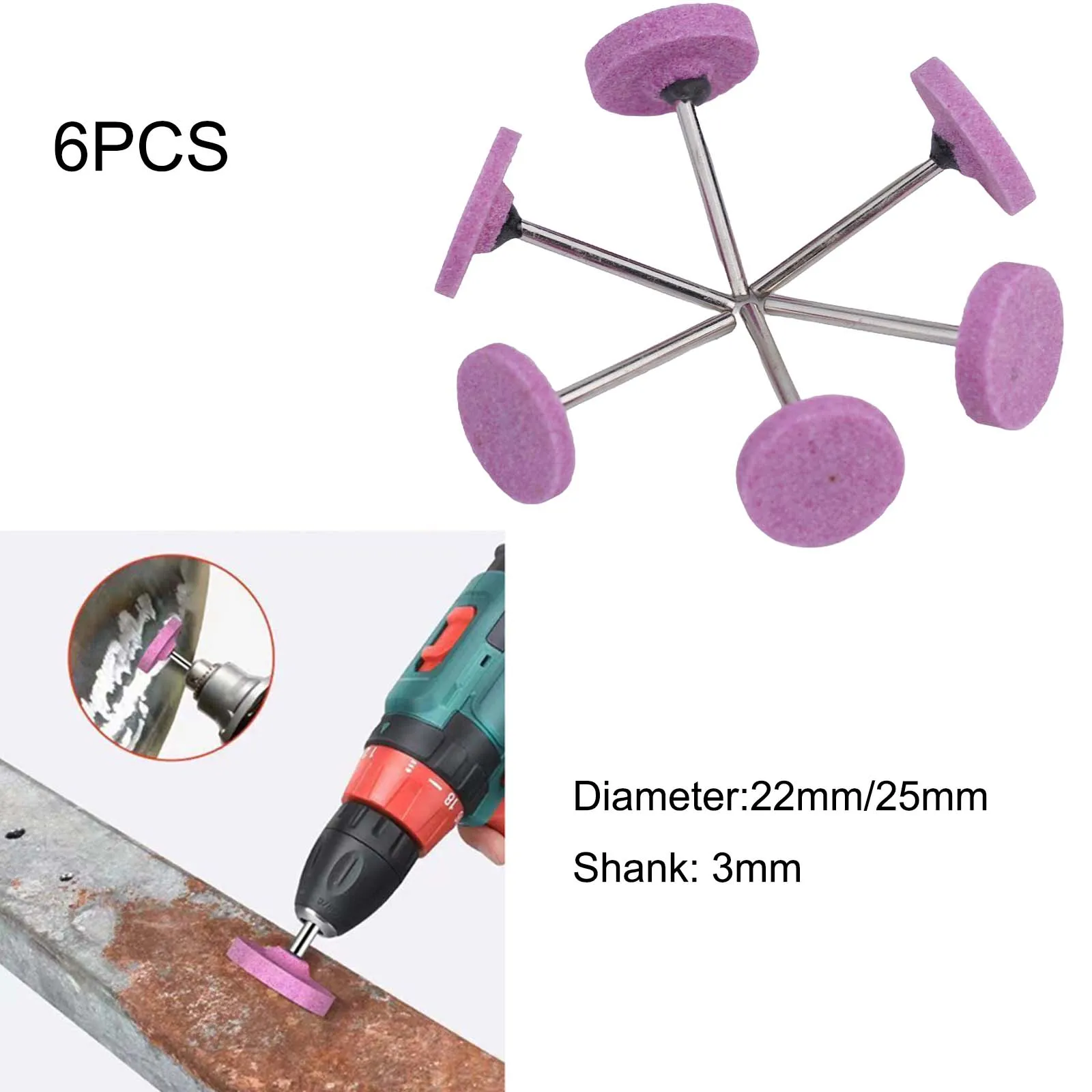 Brand New Grinding Head T Type Safe To Use 22mm/25mm Outer Diameter 3mm Handle Diameter Convenient Corundum For Metal
