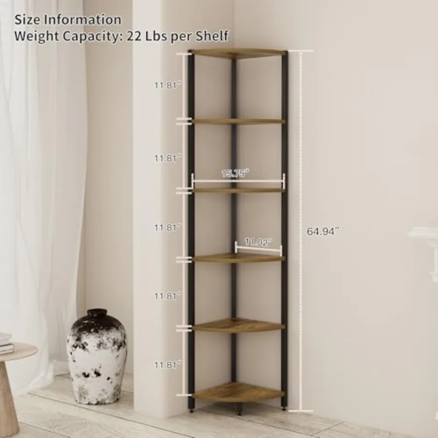 6-Tier Corner Shelf with LED Lights - 65