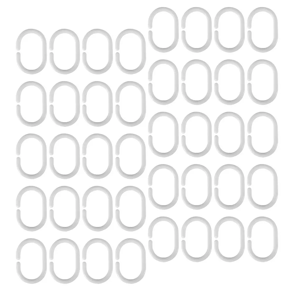 48Pcs Shower Curtain Rings Plastic C-Shaped Easy Install Bathroom Curtain Hooks Practical Plastic Shower Rings