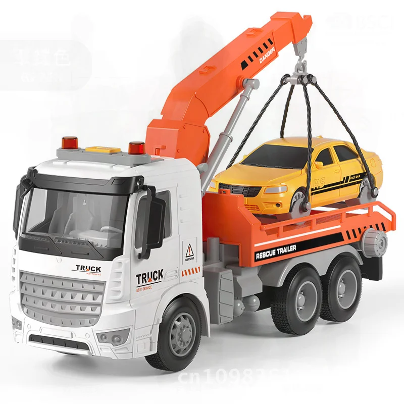 Grand camion jouet grue à inertie pour enfants avec remorque modèle d'ingénierie de Transport sur route voiture jouet transfrontalière pour garçon avec son et