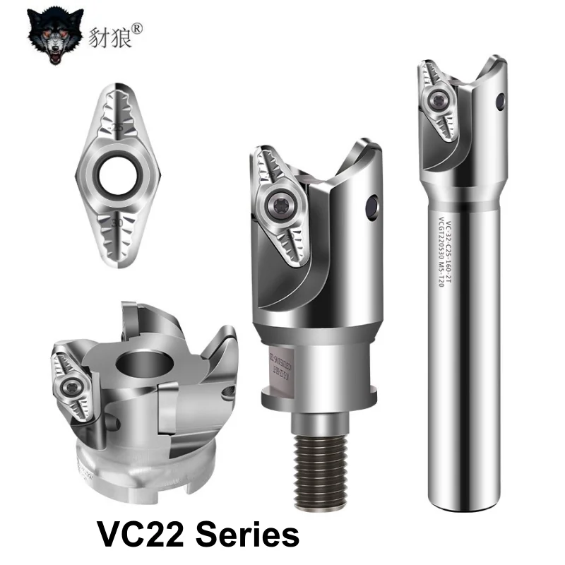Disco de corte grueso de aleación de aluminio VC22 SB90 VC22, inserto de hoja VCGT220530, combinado con soporte de herramientas DK DR BT NT HSK FMB