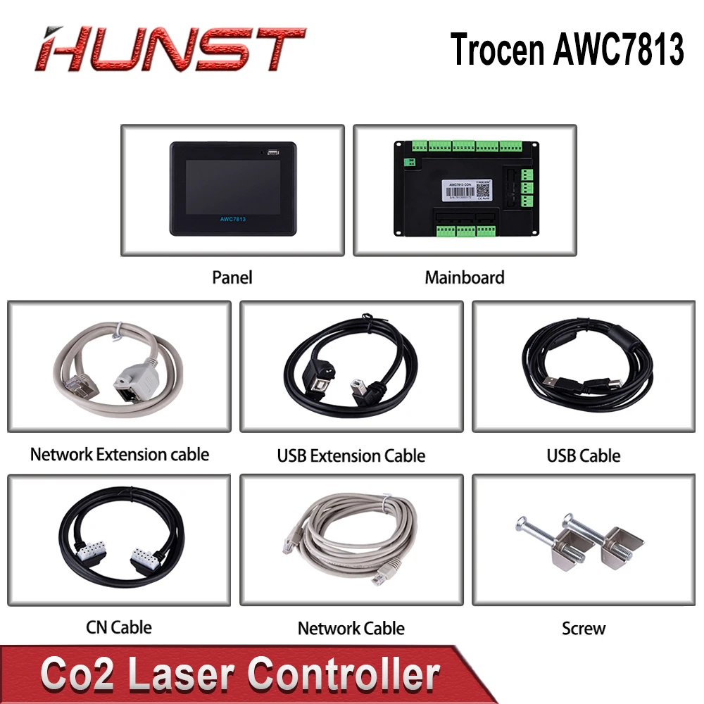 Hunst-CNC Control Motherboard System for Laser Cutting Machine, Controller Board Trocen, CO2, AWC7813, AWC708S