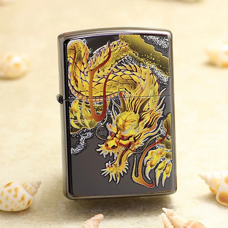 

Genuine Zippo Black Ice Dragon oil lighter copper windproof Kerosene lighters Gift with anti-counterfeiting code