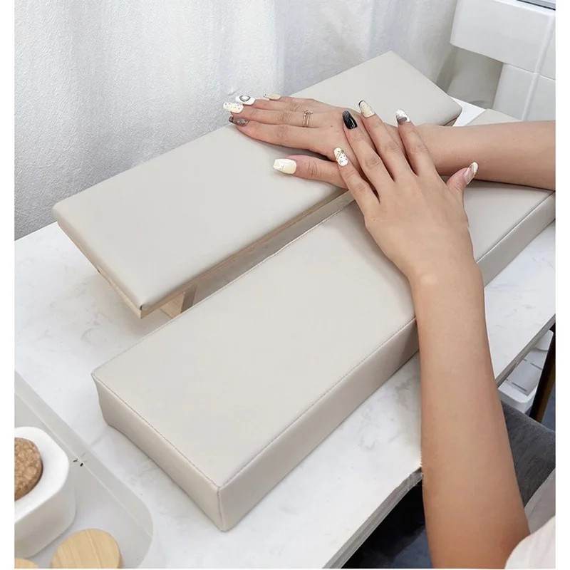 2-Piece Set of Wooden Inclined Hand Pillows with Adjustable Height for Neck and Hand Support, Manicure Table Hand Rest Tool