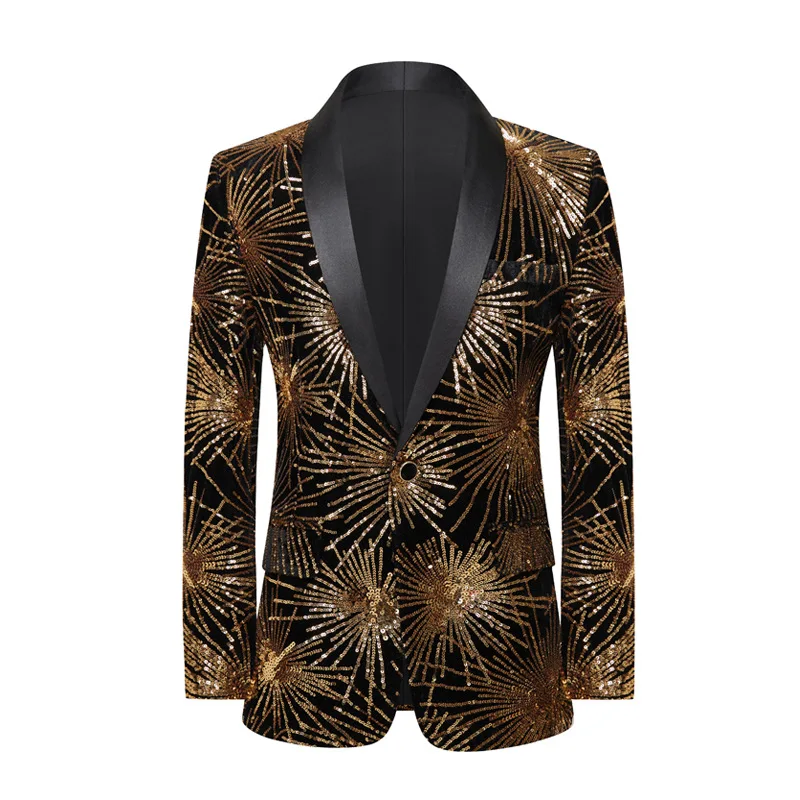 2025 New Black and White Holiday Sequins Blazer for Men, Bar Nightclub Stage Performance Suit Jacket , Host Singer Dress Coat