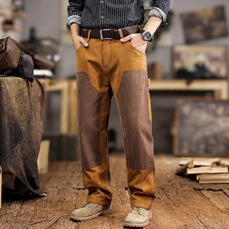 

American Sle Casual Pants Color Blo Contrast Loose Straight Leg Workwear Trousers for Men High End Heavy Functionali Au...