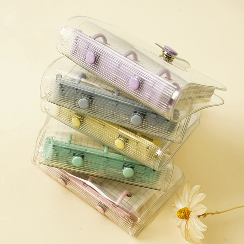 2023 New Clear 3 Rings Binder Notebook Pocket Noterpads Journal Small Loose Leaf Notebook Planner for Scheduling Scrapbooking