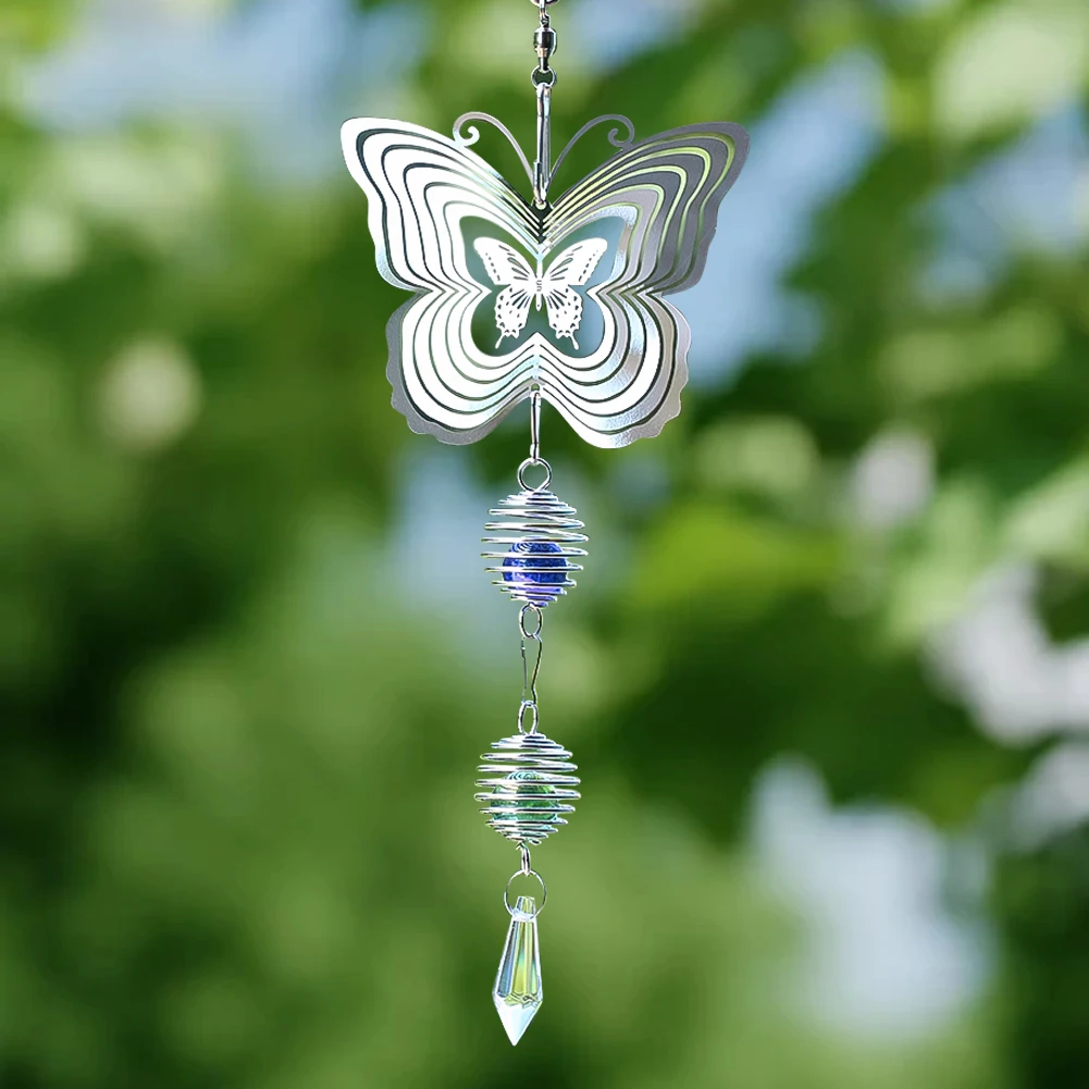 

Butterfly Blue Ball Pendant Green Ball Pointed Bead Hanging Decoration Garden Window Hanging Wind Chime Pendant Home Decoration