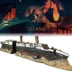 Aquarium Titanic Shipwreck Decorations,Resin Material Ship Decorations,Fish Tank Sunken Ship Ornament Aquarium Environment