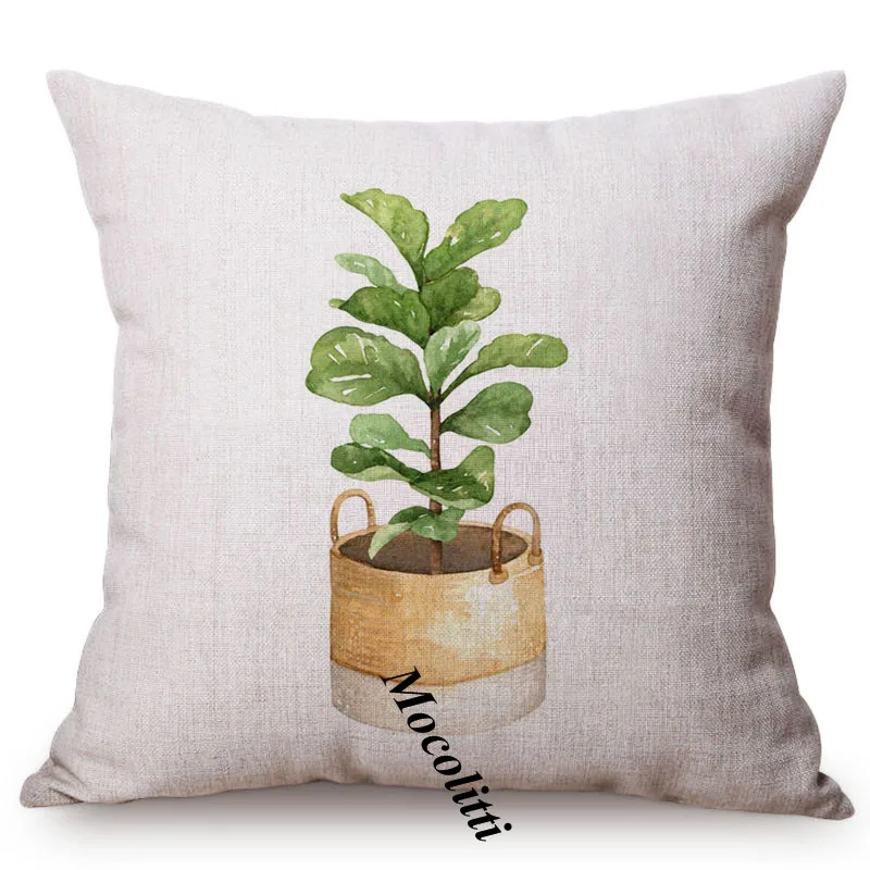 Green Plant Nordic Concise Small Fresh Sofa Decorative Cushion Cover Cactus Aloe Potted Plant Office Throw Pillow Case cojines