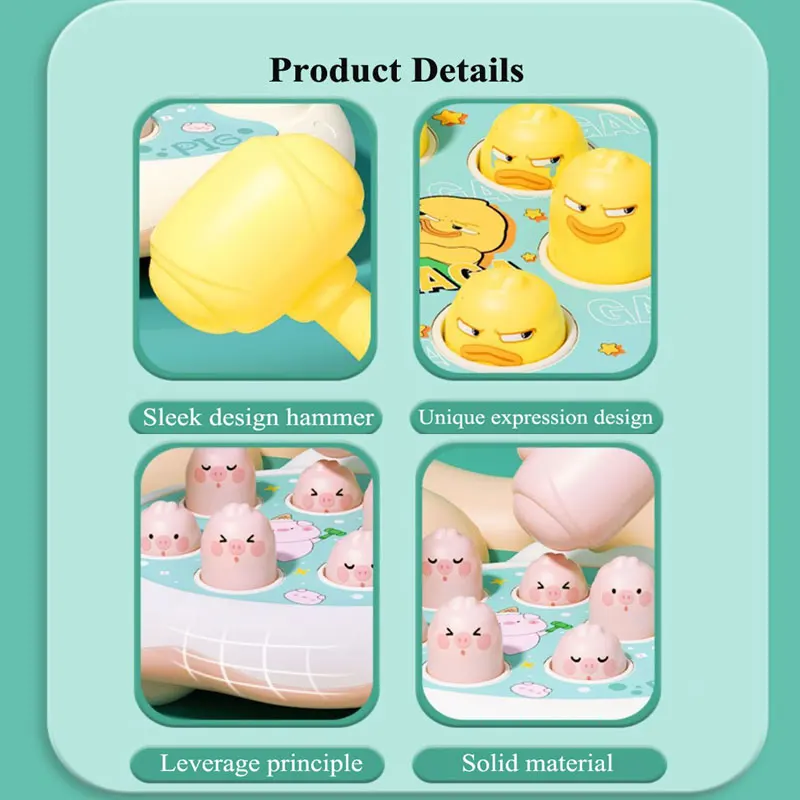 Duck/Frog/Pig/Seals Baby Toy Montessori Learning Game Educational Puzzle Gift for 12 24 Months Toddler Boy/Girl with Hammer