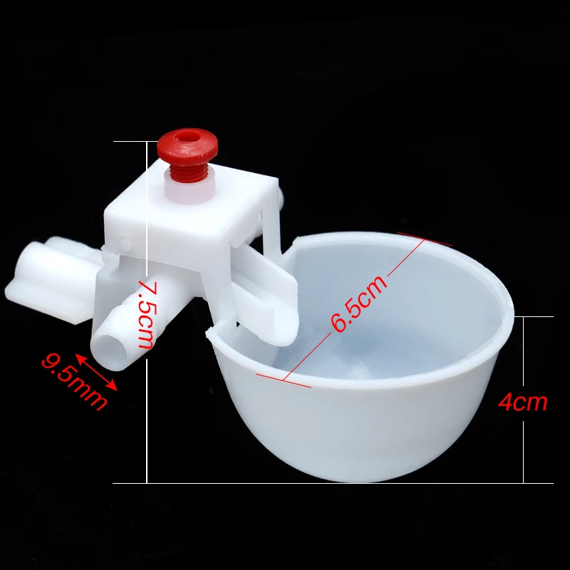 10/20 Sets White Chicken Waterer Animal Feeders Automatic Bird Coop Feed Poultry Pigeon Fowl Drinker Water 9.5mm Drinking Cups