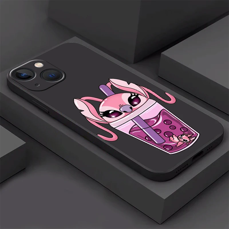 Disney Lilo And Stitch Case For Apple iPhone 16 15 14 11 13 12 Pro X XR XS Max 16Pro Black Soft Phone Coque