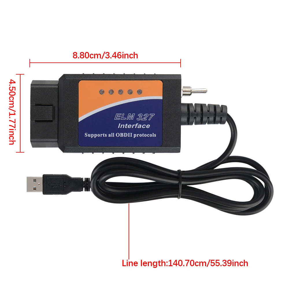 ELM327 USB v1.5 Switch obd2 SCANNER PIC18F25K80 Chip Car Diagnostic Cable HS-CAN and MS-CAN Support Most OBDII Protocols FORscan