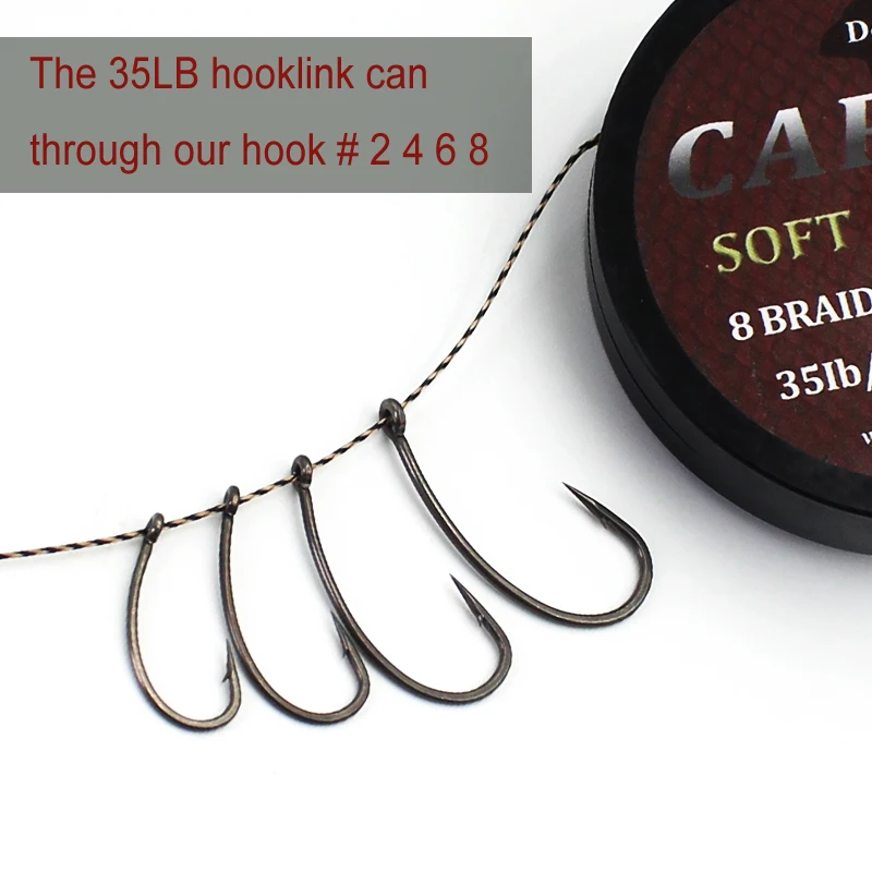 20m Carp Fishing Line 15LB/25LB/35LB Brown Soft Hooklink 8 Braided Wire Hair Chod Helicopter Ronnie Rig For Carp Fishing Tackle