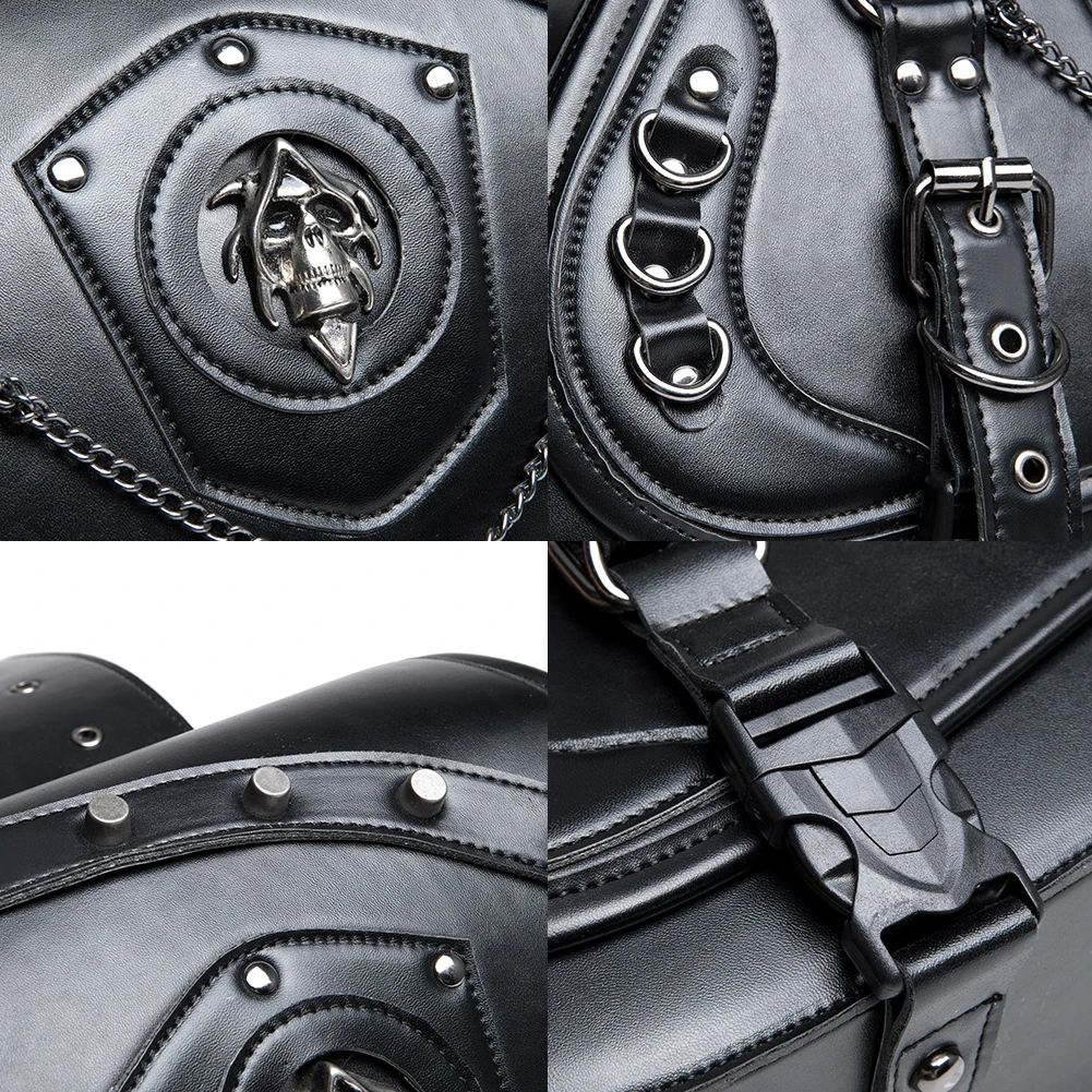 

1 Pair Motorcycle Saddle Bags with Cup Holder Motorcycle Rear Side Bags Waterproof Punk Style Locomotive Bag for Multiple Models