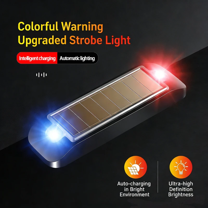 

Solar Power Warning Light for Car Motorcycles LED Flashlight Indicator In-Night Caution Strobe Mini Warning Light Running Lamp ﻿