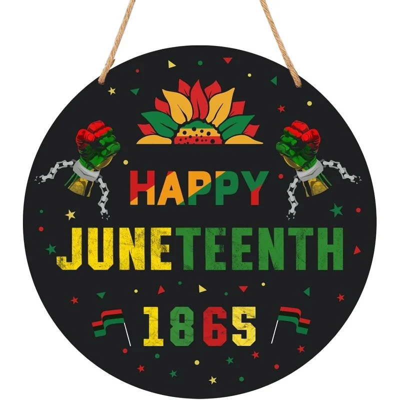 2D Flat, Elegant Juneteenth Wooden Sign Suitable for Hanging & Tabletop Decor - Freedom Day 1865 Historical Decoration, African