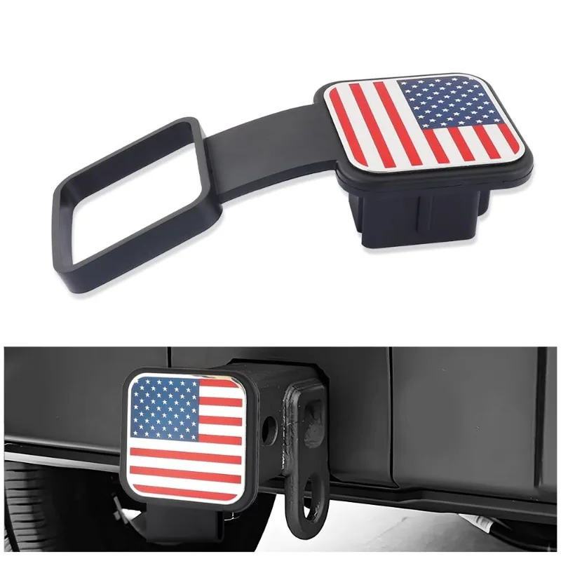 Dust Proof Anti-Lost Lock 2 Inch Trailer Hitch Cover Universal Receiver Square Plug Cap for Pickup Truck SUV Towing Accessories