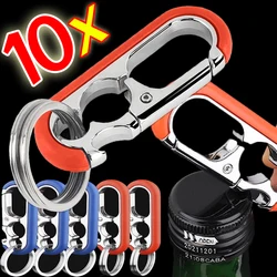 Buckle Bottle Opener Keychain Hook Stainless Steel High Quality Men Keychain Buckle Double Ring Driving Key Ring Car Accessories