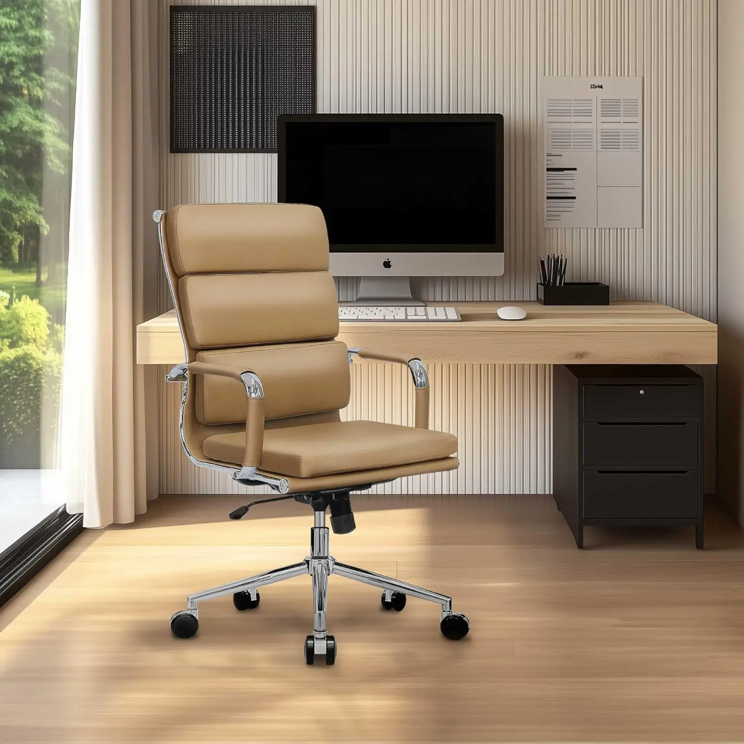 Office Desk Ergonomic Chair Leather Executive High-Back Modern Conference Comfy Adjustable Padded Swivel Rolling Home Vanity