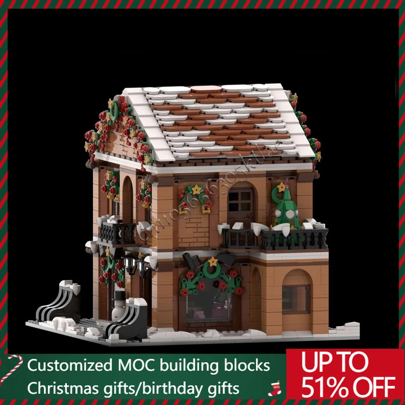 

New 2677 Parts MOC Christmas Series Shoe Store Model Building Blocks Bricks Creative Assembly DIY Educational Toys Birthday Gift