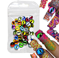 20/50Pcs 3D Crystal Animal Eye Beads Nail Charms 6/8/10mm Mixed Dragon Eyeball Nail Rhinestones 3D Glass Eyes for Dolls & Nails
