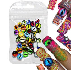20/50Pcs 3D Crystal Animal Eye Beads Nail Charms 6/8/10mm Mixed Dragon Eyeball Nail Rhinestones 3D Glass Eyes for Dolls & Nails