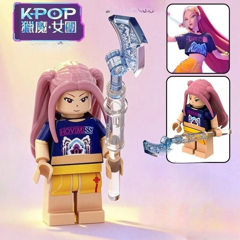 Bricks KPop Demon Hunters Building Blocks Rumi Figures Assembly Model Doll Plastic Doll Building Blocks Toy Birthday Gifts Toy