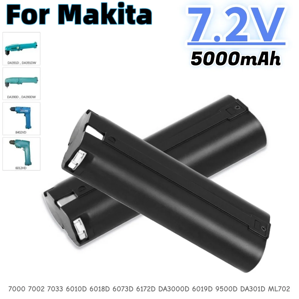 

Аккумулятор Ni-MH 7.2V 5000mAh, совместимый с Makita, для электроинструментов 7000, 7033, 191679-9, 632002-4, 632003-2, 6010D, 6172D