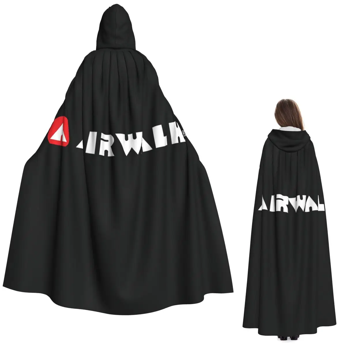 

Длинный плащ с капюшоном и логотипом Airwalk, средневековый костюм ведьмы, накидка для косплея, плащ на Хэллоуин, унисекс для взрослых