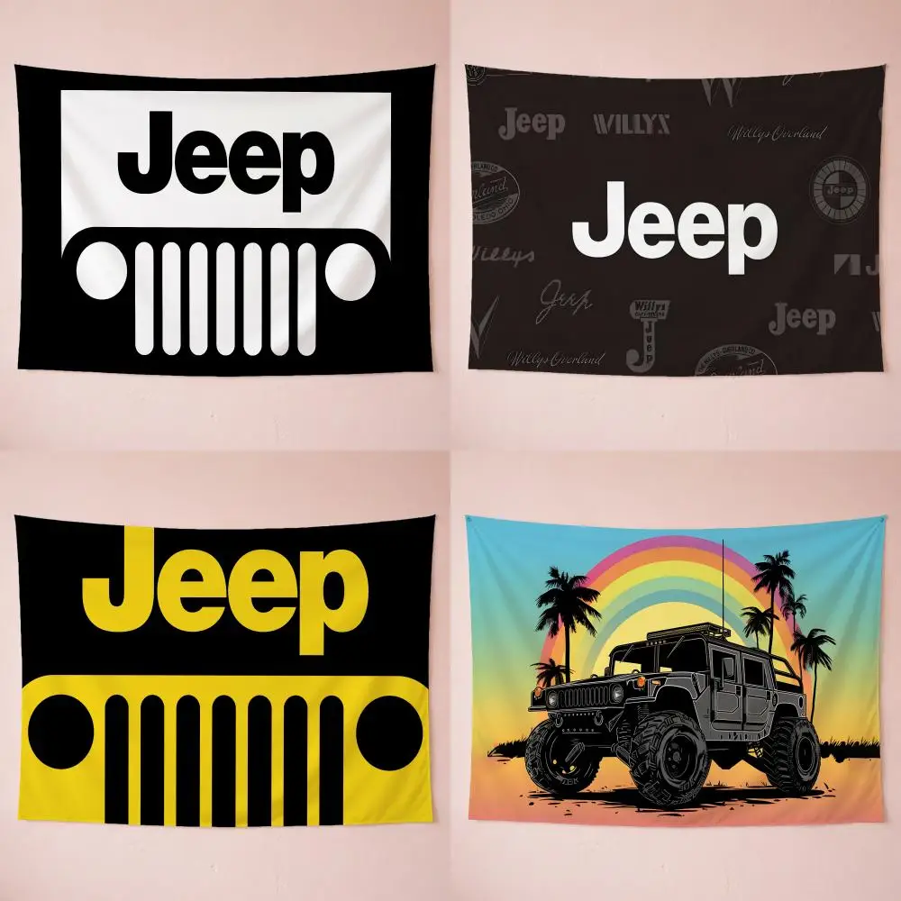 Bandera de coche Racing-J-Jeeps Tapestry Washable Soft Tapestry Wall Art Decor for Living Home Room Bedroom