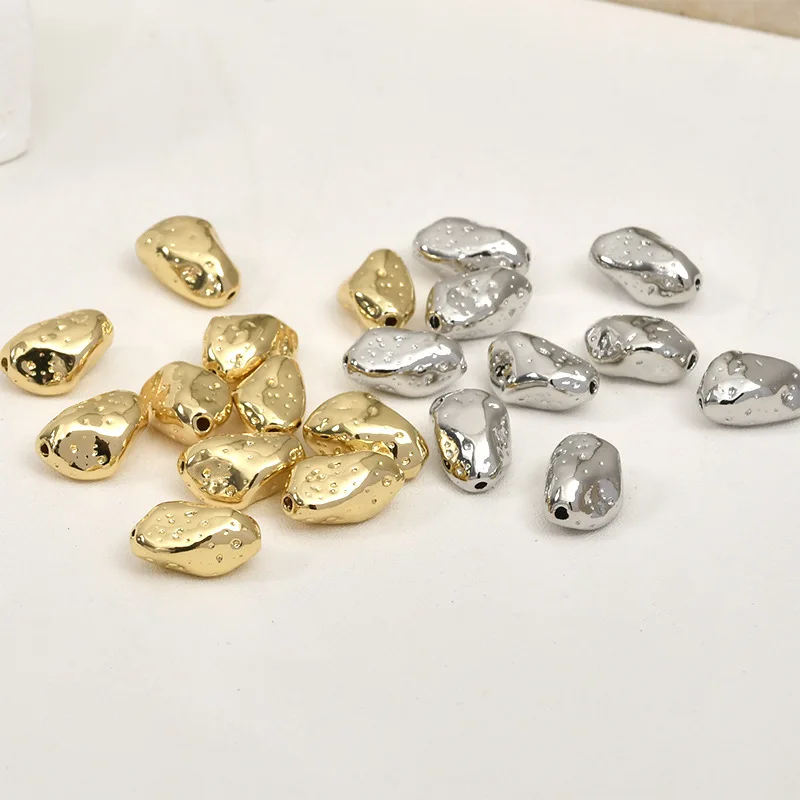 Copper-plated 14k Gold Color Pattern Special-shaped Stone Bead Spacer Straight Hole DIY Handmade Bracelet Material Accessories