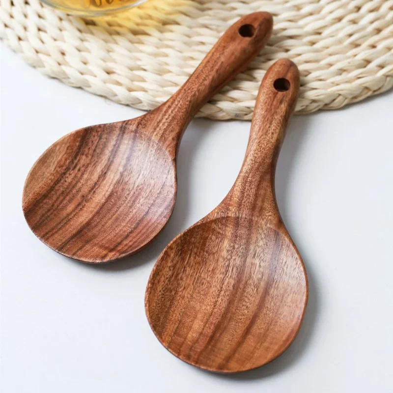 1Pc Holz Löffel Küche Reis Scoop Spachtel Salat Servierlöffel Schöpfkelle Küche Kochen Rühren Löffel Esslöffel Holz geschirr