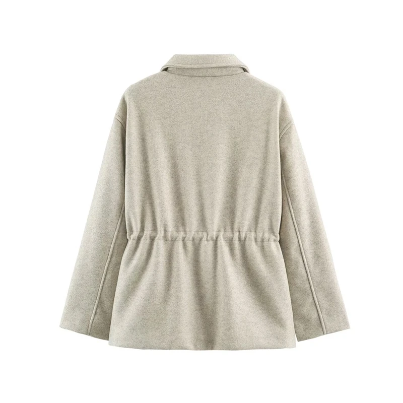Guobioziy Women's Slim Drawstring Wool Coat 2026 Spring-Autumn New Style European Casual Fashion Trendy Luxury Old Money Style