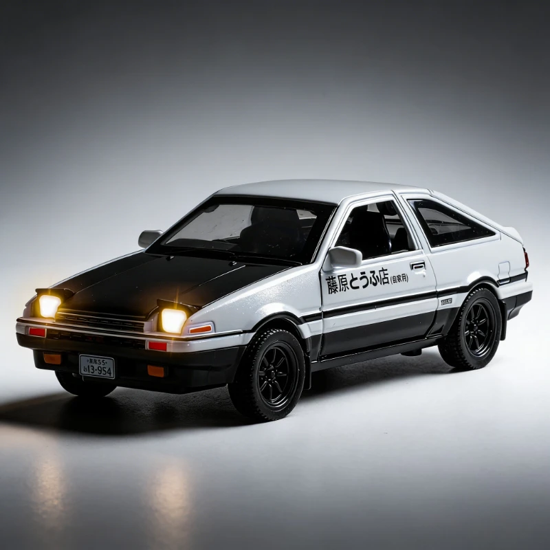 

Модель автомобиля AE86 из сплава, масштаб 1:32, со звуковыми и световыми эффектами, открывающимися дверями, игрушка для детей, подарок.