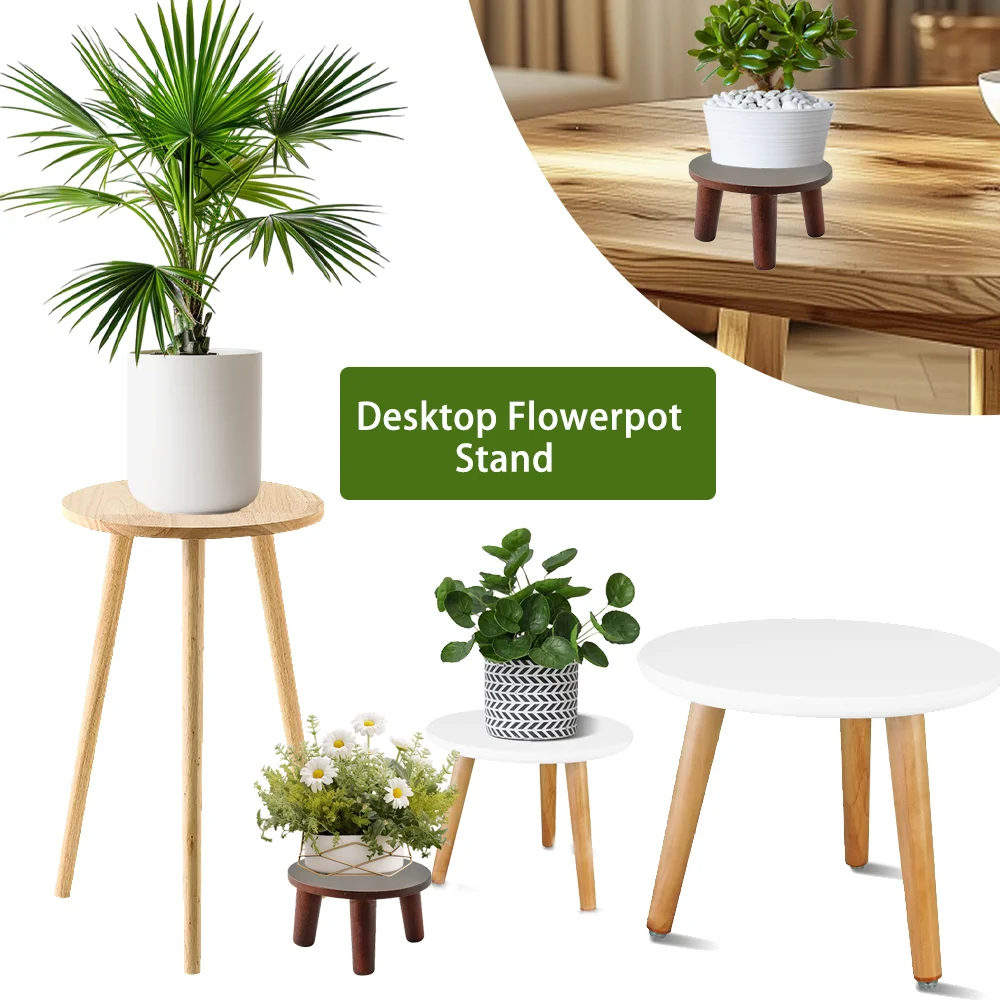 Indoor Table Plant Stand Wood Small Round Side Plant Table for Indoor Plants,Tall Plant Holder for Flower Pots End Table