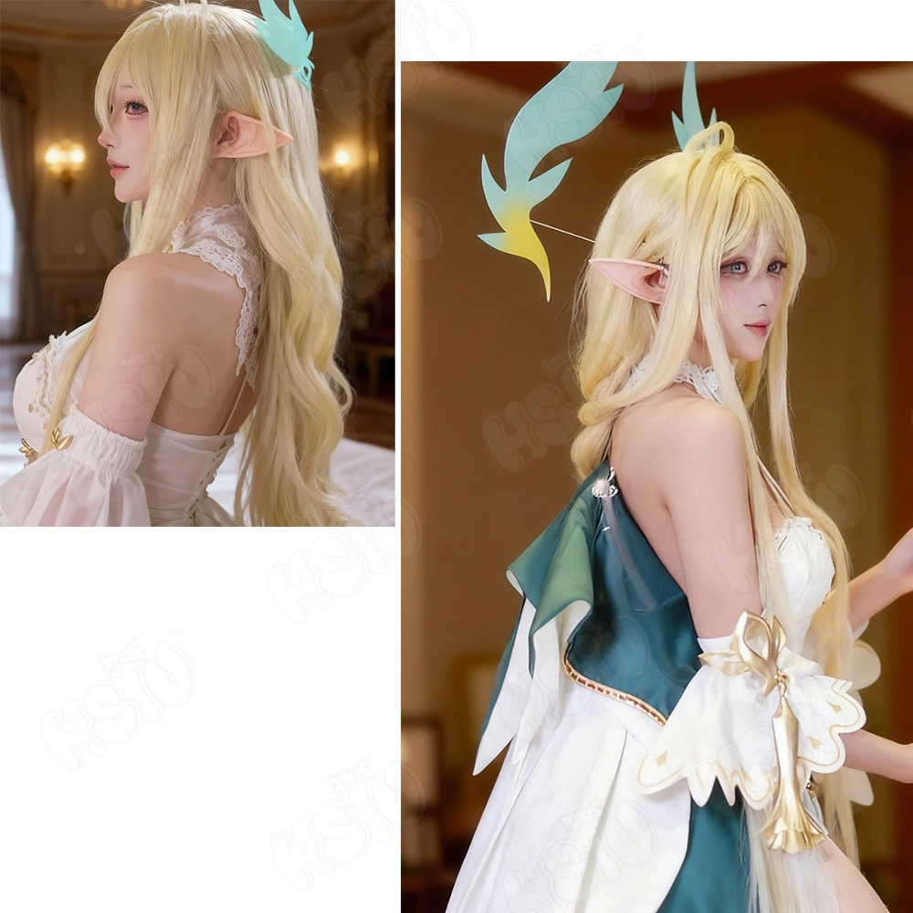 Gouden Leeuw Cosplay peruca de fibra sintética 「HSIU」peruca longa dourada clara + touca de peruca jogo ‌ Azur Lane Gouden Leeuw Cosplay