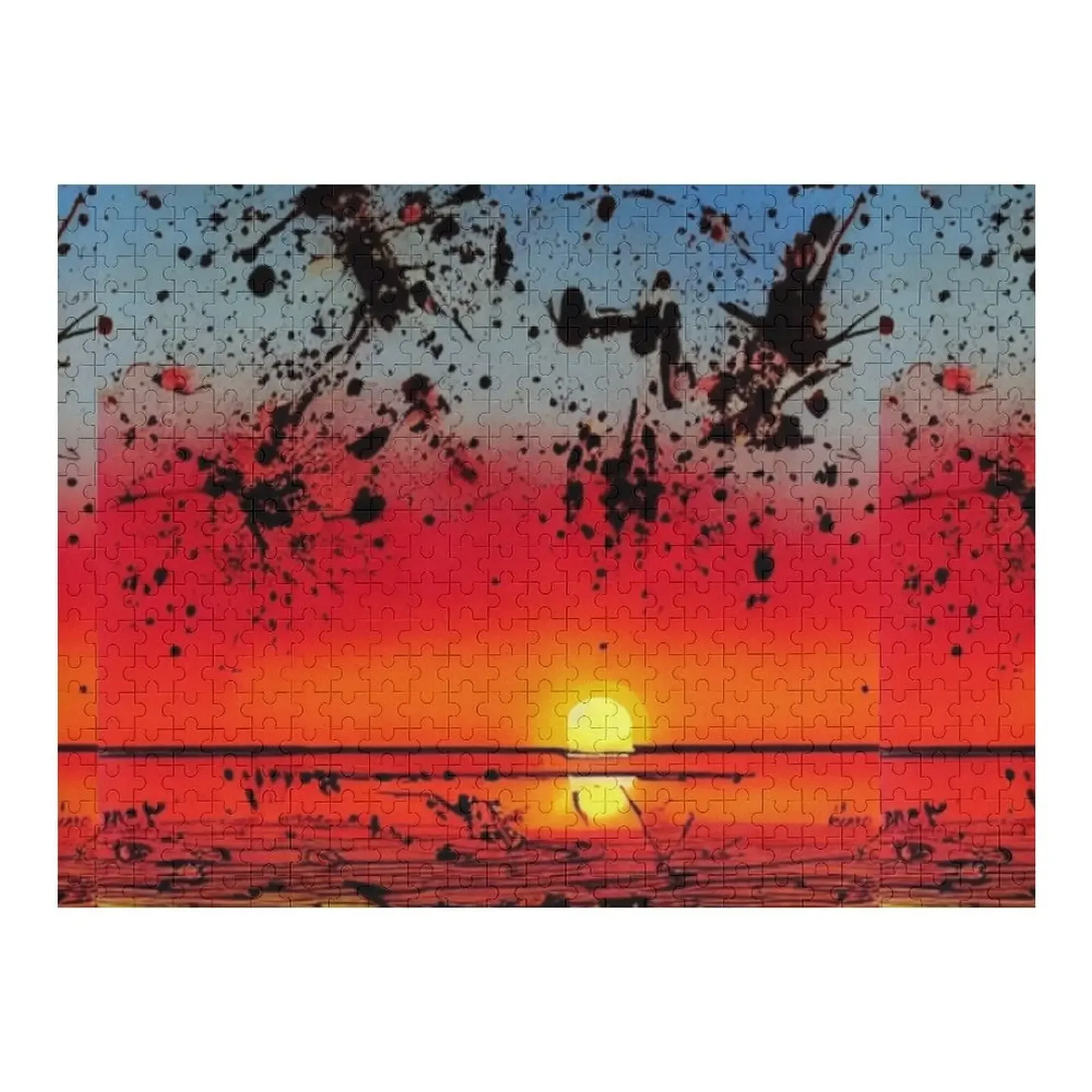 

Покрывающие чернила blotch ralph пляж Закат яркий восход солнца над ovean солнце отражение пальма цветное небо красивый d Головоломка