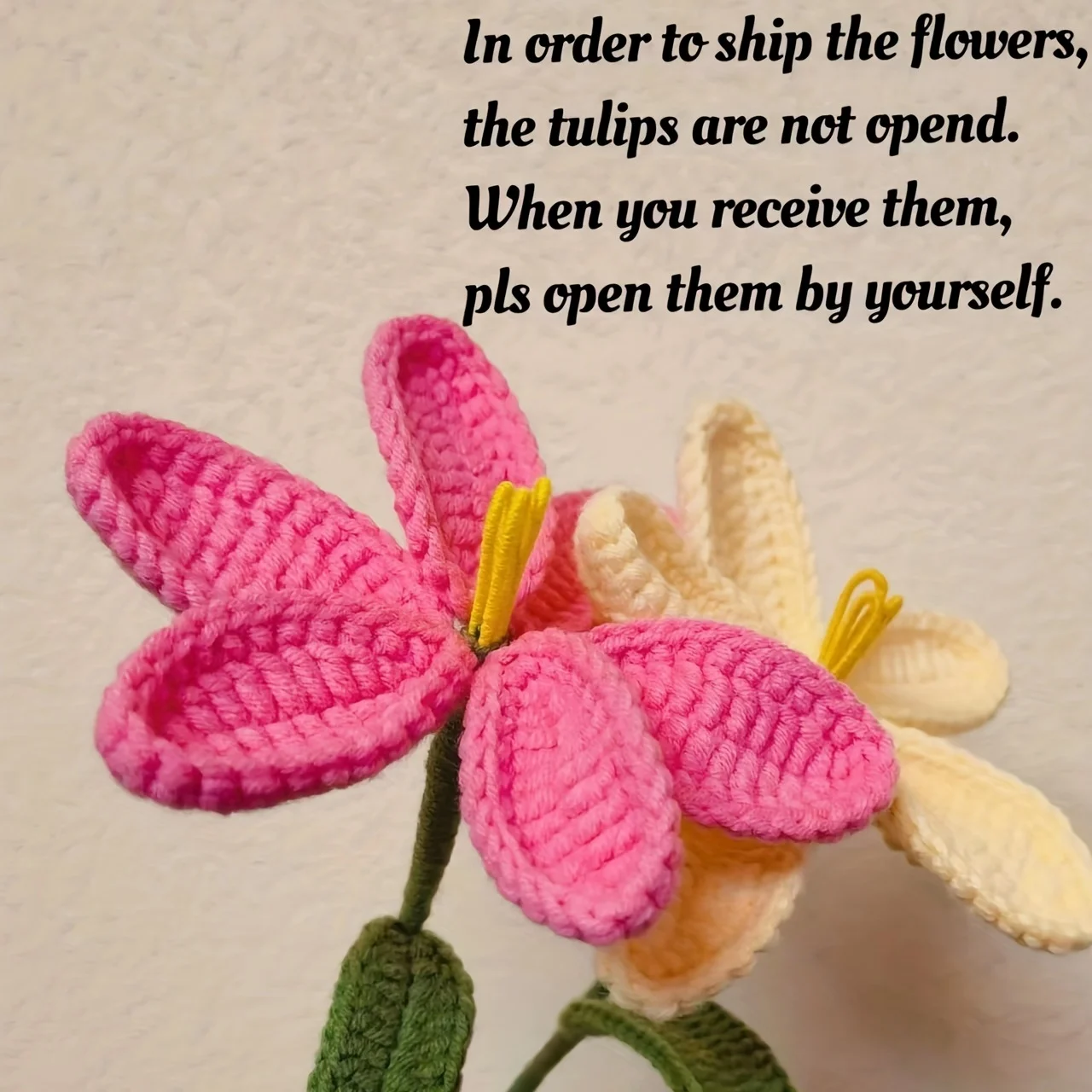 1pc Handmade Crochet Flower, Knitted Blooming Tulip By Milk Cotton Yarn, Forever Flower