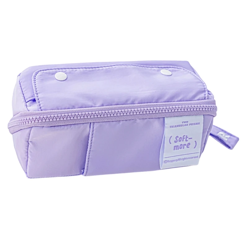 Canvas Pencil Case with Multiple Compartments, Large Capacity Extending Pen Bag
