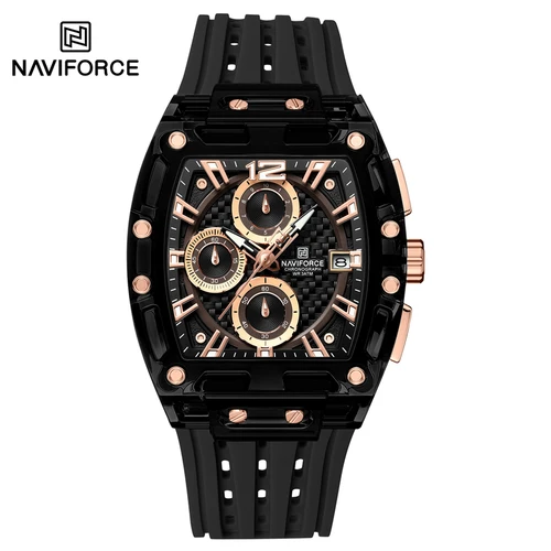 Imagen 2 del producto NAVIFORCE 7105 cronógrafo de moda reloj de cuarzo multifuncional deporte 5ATM reloj de silicona resistente al agua para hombres relojes masculinos
