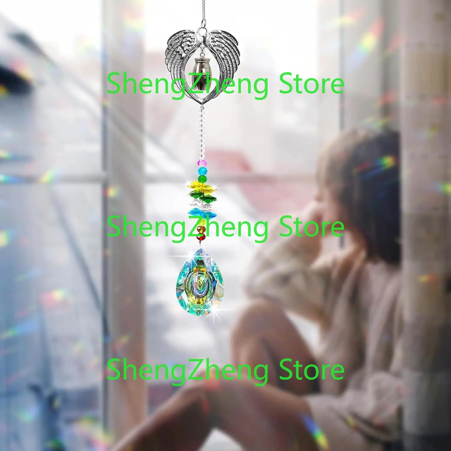 Small Keepsake Urn for Human Ashes,Hanging Angel Wings Crystal Suncatcher Memorial mini urn,Mini Cremation Urns Women Men