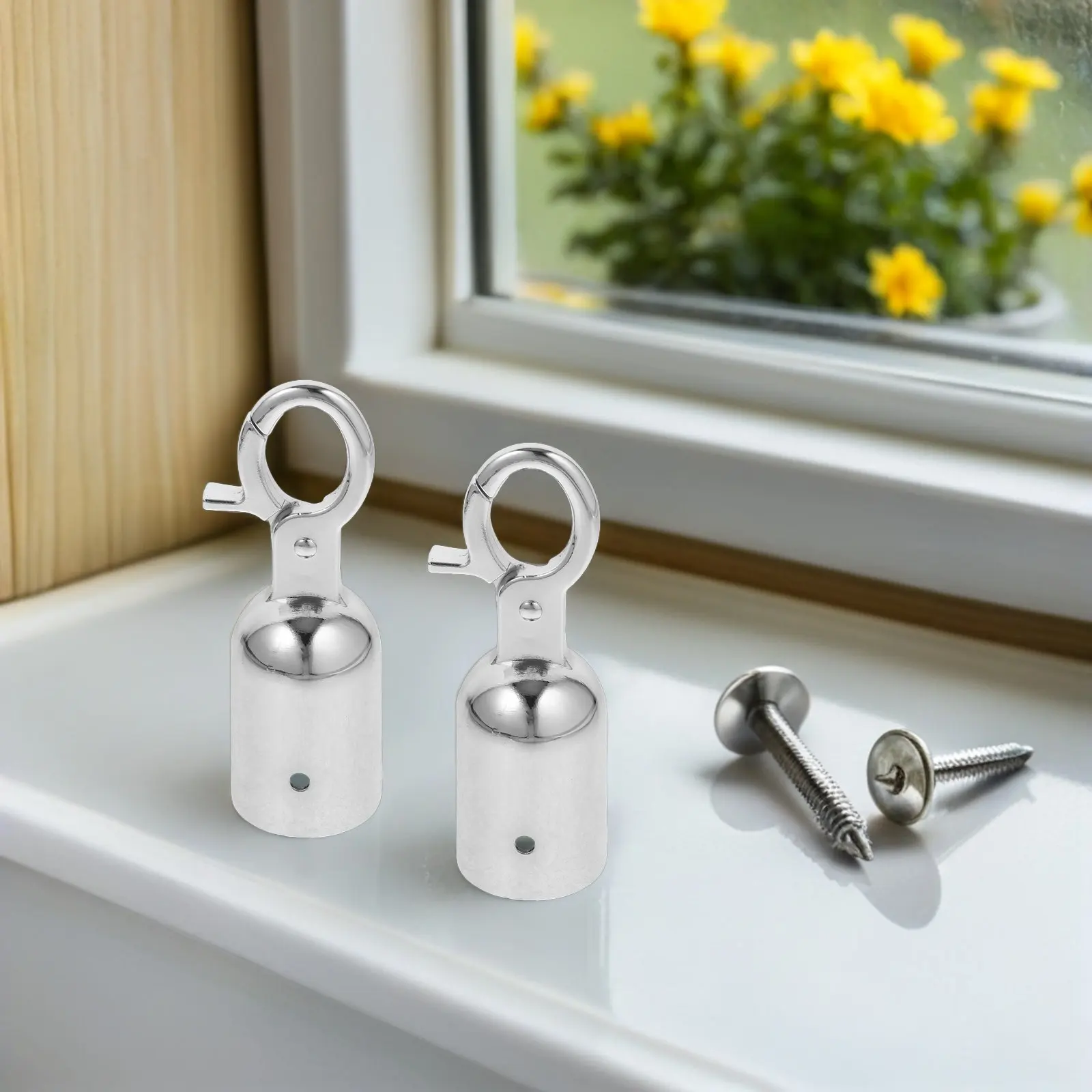 4Pcs Metal Cord End Hook 32Mm Premium Stainless Steel Rope Hook for Formal Access Management Barrier